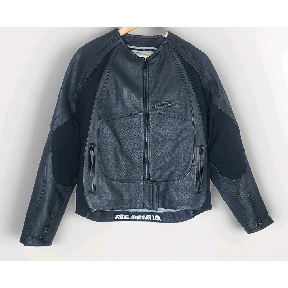 Icon Leather Merc Stealth Motorcycle Biker Jacket Womens Black L